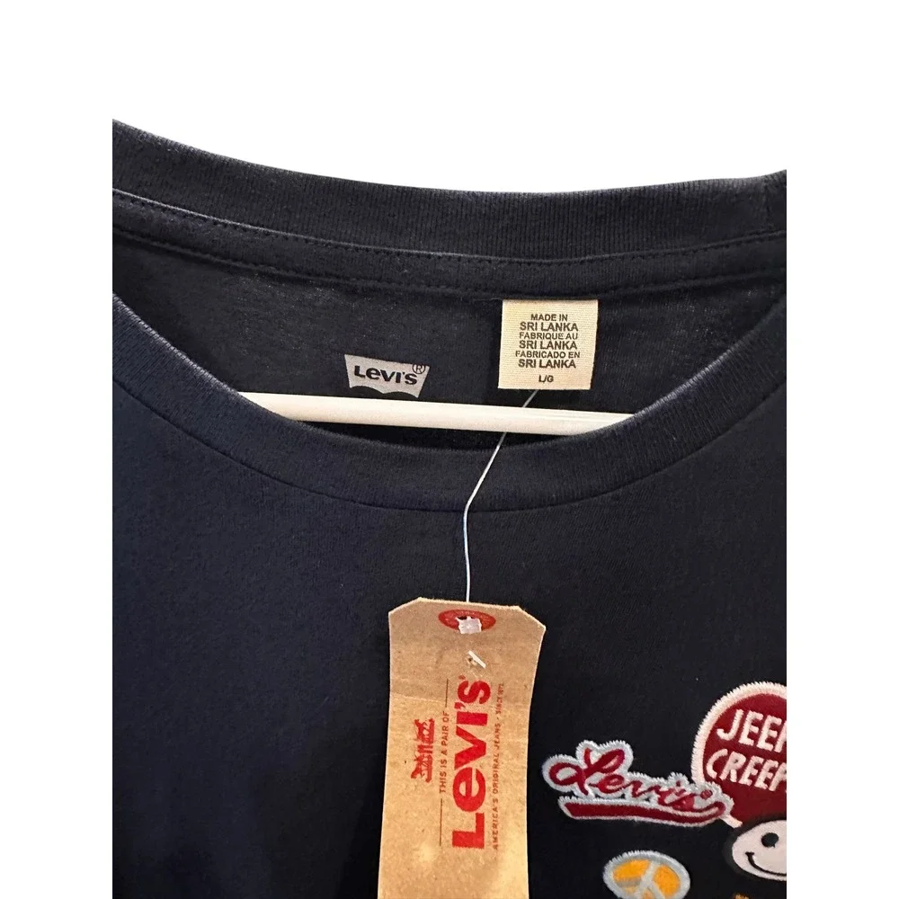 Levis Mens Jeepers Creepers Patch Navy Blue Crewneck T-Shirt Large NWT